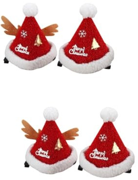 POPETPOP 4 Stück Lustige Weihnachtshaarnadel Dekorative Haarspange Weihnachts-mini-kopfschmuck Weihnachtshaarspangen Weihnachtsfeier Haarspange Nikolausmütze Clip Dekorationen Geweih Kind