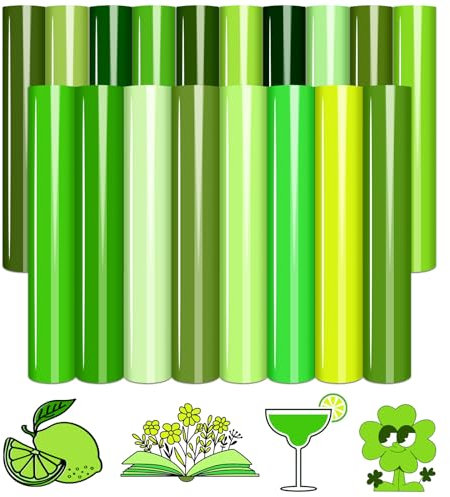 Tintnut Green HTV Heat Transfer Vinyl - 18 Sheets 12 x 10 Light Green Heat Transfer Vinyl Army Green HTV Iron on Vinyl for T-Shirts, Hat, Clothing