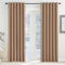 KGORGE Extra Breite Gardinen Wärmeisolierend Ösenvorhang Blickdicht 2er Set 220 x 200 cm(HxB) Thermovorhang Hitzeschutz Schlafzimmer Verdunklungsvorhänge Cappuccino