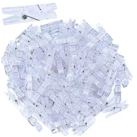 Mini Pince a Linge,100 PCS Chevilles Transparentes Clips Photo Chevilles à Vêtements Pince Plastique pour Artisanat Art Bricolage Fête Décoration Mariage 3 * 25mm
