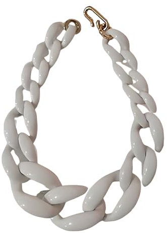 DSOUWEH Boho Chunky Acryl Gliederkette für Damen, modischer Statement Schmuck. Frauen Boho Chunky Acryl Gliederkette, Weiß