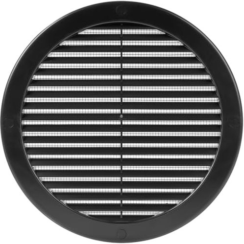 Vent Systems Cubierta de ventilación negra de 8 pulgadas con brida, rejilla de ventilación redonda de aire, cubierta de rejilla, pantalla de insectos integrada, rejillas de ventilación HVAC para baño,