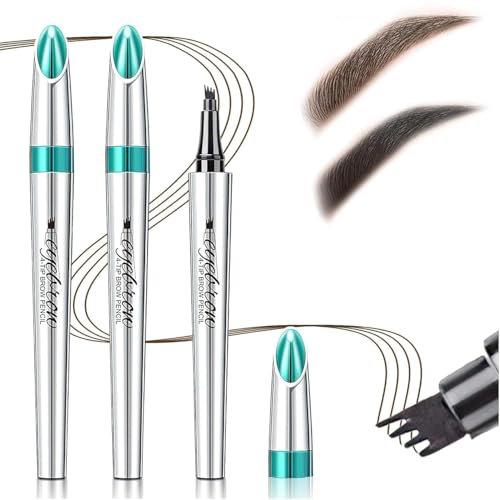 2 Pcs 3D Magic Augenbrauenstift, Wasserdichter 3D Augenbrauenstift Mit 4 Gabelspitze Applikator, Flüssiger Augenbrauenstift, Langlebiger Augenbrauen Microblading Stift, für Frauen und Mädchen (A)
