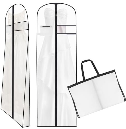 AiQInu Borsa Porta Abiti Lungo, 180x60CM Custodie per Abiti Antipolvere Pieghevole, Porta Abito da Sposa con cerniera per Vestito da Sposa Smoking Gonna Lunga Vestiti Cappotti