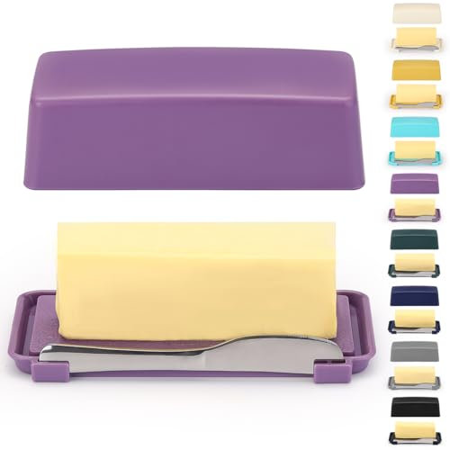 Butter Dish with Lid for Countertop, Kyraton Butter Crock with Stainless Steel Multipurpose Butter Knife, Butter Container, Kitchen Gift for Wife, Mother