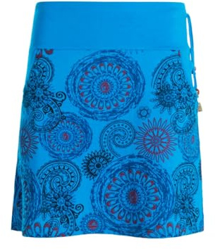 Vishes kurzer Damen-Rock mit Mandalas in blau I Größe M (38) I Handgefertigt aus 100% Baumwolle I Mit Taschen I Ideal für warme & kalte Monate I Nachhaltige Alternative Bekleidung