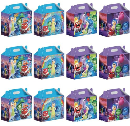 Xingbiyou Scatole da Festa per Bambini, 24 Pezzi Inside Out Scatole Regalo, Carta Festa Scatole, Scatole Regalo Tema per Feste, Riutilizzabile Scatole Biscotti Ideali per Natale