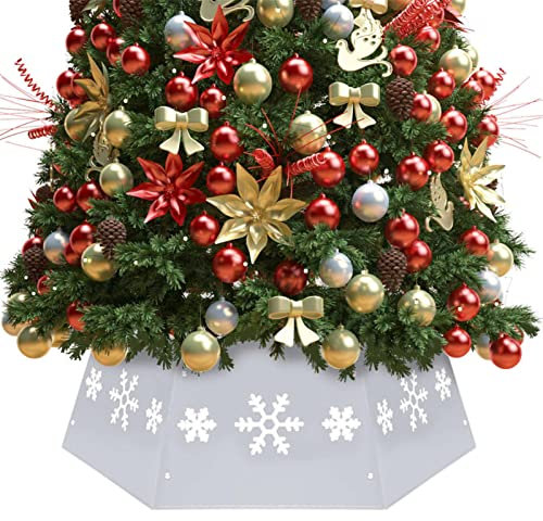 Sufrk Weihnachtsbaumrock Silbern und Weiß Ø68x25 cm WeihnachtsbaumstäNder Abdeckung Abdeckung FüR ChristbaumstäNder
