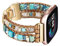 Wingoden Bracelet Bands Compatible with Fitbit Versa 4/3/Sense 2/Sense Band for Women, Leather Beaded Watch Strap Natural Stone Wrap Boho Watch Band for Fitbit Versa 4 Band Replacement, Blue Beads