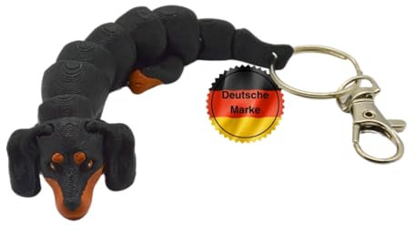 Keyspace Porte-clés teckel chien - Pendentif teckel mignon imprimé 3D - Porte-clés mobile écolier - Cadeau robuste pour propriétaire de chien femme - Meilleur cadeau pour maman chien, Noir , taille