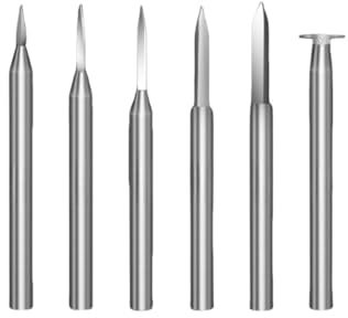 ZSjing 6-teiliges Wolframstahl-Gravur-Schnitzmesser-Set, Schwertform, 2,35/3,0 mm Schaft, Bernstein-Schaftfräser, Fräser, Holzfräser(6pcs 2.35mm)
