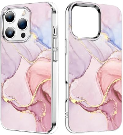 DiyGody Marble Case Compatible for iPhone 16 Pro Max with Luxury Pink Marble Design for Women Girls,Clear Soft TPU Slim Shockproof Full-Body Protection Skin Cover for iPhone 16 Pro Max 6.9”