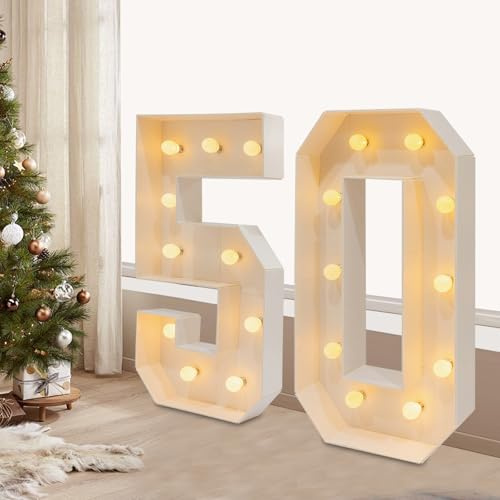 LED Zahlen Lampe Nummer Beleuchtete Ziffern 50. Geburtstag Party Dekoration,Warm Weiße Lichter Festzelt Licht für 50Jahre Geburtstag Mann, 50 Jubiläum Tischdeko