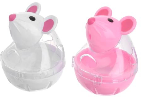 Happyyami 2pcs Interactive Cat Feeder Toy Mouse-shaped Snack Dispenser Rolling Food Leakage Design Engaging Play for Cats and Kittens