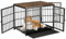BingoPaw Hundekäfig Möbel Hundebox Wohnung: 3 Türen, Modern Hundekäfig Indoor für kleine/mittlere Hunde bis 55kg, Beistelltisch, Hundekäfig für Zuhause L 91.5×63.5×74.5cm, Schwarz