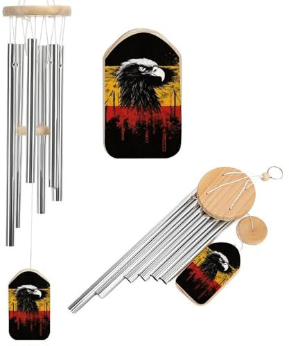 50,8 cm Aluminium-Windspiel, Deutschland-Flagge, Adler, Gedenk-Windglocke, modisches Windspiel, Veranda, Windglocke, Windspiel für Außenbereich, Terrasse, Haus oder Garten
