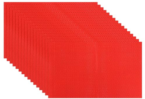 sourcing map Adhesive Reflective Stickers, 12 x 8 Waterproof Safety Reflective Tape Warning Night Reflector Sticker for Bicycles Cars Trailer Mailbox, Red Pack of 16