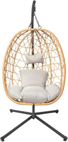 CONCEPTO DE FÁBRICA | Sillón colgante con soporte de resina trenzado | Diseño CUZCO Ratán Natural | Estructura de acero resistente | Cojines removibles y desmontables | Columpio de 1 plaza | Interior