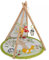 Spieldecke Spielmatte für Baby als Tipi/Decke, mit bunten Plüsch-Anhängern