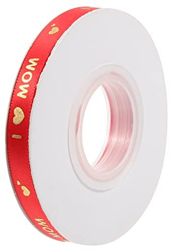 Homoyoyo 1 Rolle Goldstichband Wickelband Erstes Satinband Zum Einpacken Klebeband Bänder Glückwunschband Zum Basteln Mama Muttertagsband Muttertagssatinband Polyester Rot