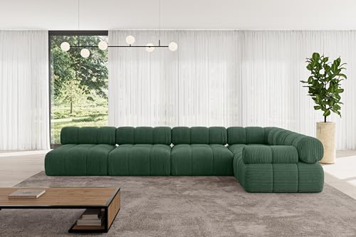 ALTDECOR Modulares Sofa Ecksofa in L-Form Corner modular Sofa Eckcouch Couch Wohnlandschaft Cauchsofa Polstersofa Mende-L3-380x190x70 cm Grün