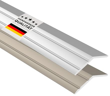 D-TACK Rampenprofil selbstklebend | Übergangsschiene für Bodenbeläge | Höhenausgleichsprofil aus eloxiertem Aluminium | Rampenleiste (Silber, 8 mm x 2,7 m)