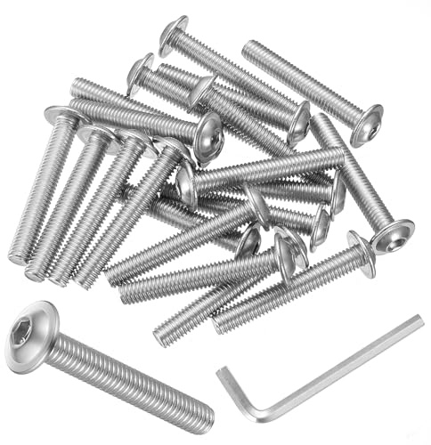40 Pz Bulloni M6, Set di Viti M6 x 40 mm, Viti a Testa Bombata Flangiate, Bulloni a Testa Piatta con Esagono Incassato in Acciaio Inossidabile per Mobili con Chiave Esagonale