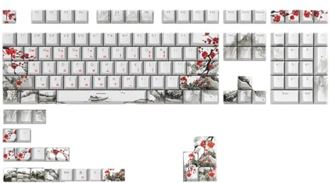 Keycaps Russian Korean Japanese Plum Blossom for Mechanical Keyboards Keycaps