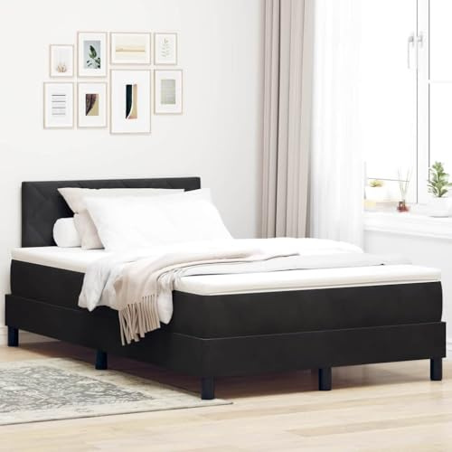 Qnhdfrt Boxspringbett mit Matratze 120x200 cm Samtstoff Schwarz Diamant Design Taschenfederkern für optimalen Komfort im Schlafzimmer