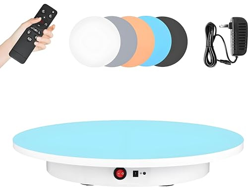Supporto Girevole Elettrico con Telecomando, Portata Massima di 330 libbre, Supporto espositivo Rotante motorizzato, Grande Piatto Girevole per Fotografia,spettacoli Video dal Vivo 42cm100kg-White