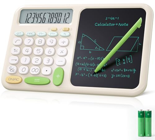 ROATEE Faltbarer wiederaufladbare 2-in-1 Taschenrechner mit löschbarem LCD-Handschrifttablett,geeignet für Studenten und Bürogebrauch Grün