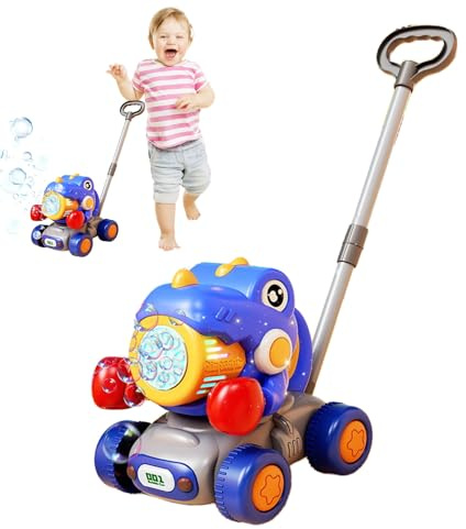 Blasenrasenmäher für Kinder, Gartenspielzeug zum Schieben für Kinder, lustiges Dinosaurier-Spielzeug, ab 3 Jahren