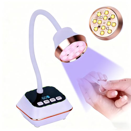 Asimebesty 36W Lampe UV Ongles Gel, Mini Lampe UV avec Capteur Intelligent | et Écran LCD, 30s/60s/90s Modes, Rechargeable Petite Sèche Ongles Design Col de Cygne Flexible pour Salon et Maison, Violet