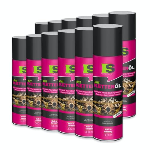 Spraytive 12 × 300ml Kettenöl-Spray - für Fahrrad & E-Bike - Fahrradkettenöl - reduziert Reibung & Verschleiß - schützt Kette, Ritzel & Schaltung - Bike Chain Oil - Kettenpflege - Made in Germany