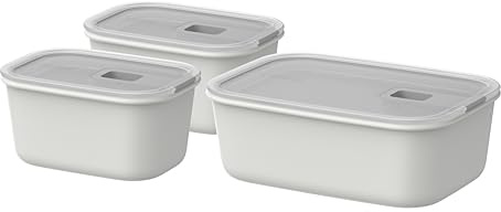 Mepal - Frischhaltdosen set 3-teilig EasyClip - Schüssel mit Deckel und Schiebeverschluss - Geeignet für Mikrowelle, Dampfgarer, Kühl- und Gefrierschrank - Luftdicht - 2x 450 + 1000 ml - Nordic white