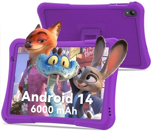 GOZZGEAR 10 inch Android 14 kids Tablets, 32 GB ROM, 6000Mah, Expandable 1024GB, Quad core Processor, Android Tablets HD IPS Screen, Child tablets, Dual Camera, Wi-Fi,Tablet PC, 2-Year Warranty,Purple