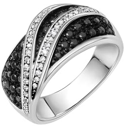 Celesta Silber Damen Ring 925 Silber rhodiniert mit Zirkonia 925/- Sterling Silber Glänzend Zirkonia gelb 360272339