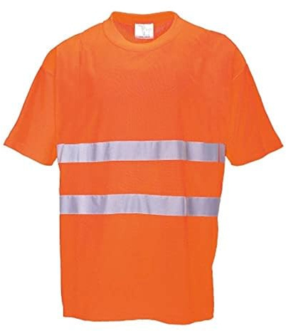 Portwest S172 Baumwoll Comfort-T-Shirt Verschweißte Kragennaht Kurzarm Bahn | Orange, L, EN ISO 20471 Klasse 2, UPF 35+, Moderne Passform, 55% Baumwolle, Polyester, Grosszügige Passform
