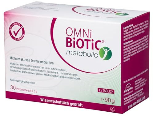 OMNi BiOTiC metabolic, 30 Portionen (90g), 7 Bakterienstämme, 3 Mrd. Keime pro Tagesdosis, Pulver, Vegetarisch, Glutenfrei, Zur täglichen Anwendung
