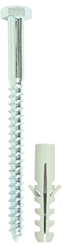TIMco 0680CSCNP Coach Screw and Nylon Plugs 6 x 80 - Zinc (Pack of 2)