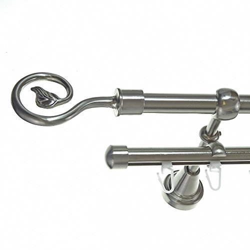 BASIT Gardinenstange Innenlauf Edelstahllook 16mm 2-läufig Wand 200cm H14RI