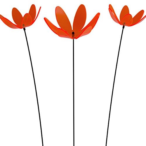 SUNPLAY Sonnenfänger Seerose in ORANGE, 3 Stück zu je 15 cm Durchmesser im Set + 70 cm Schwingstäbe