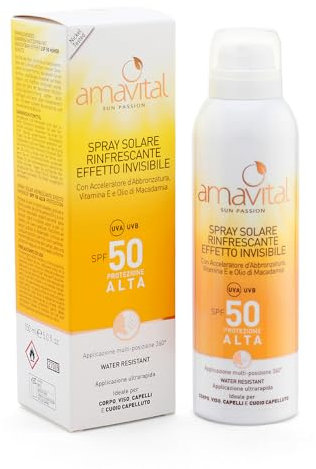 Amavital Sun Passion Sonnenschutzspray, unsichtbarer Effekt, LSF 50, 150 ml