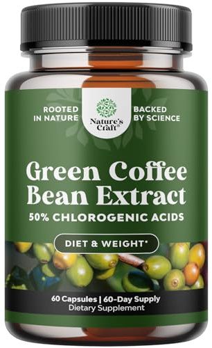 Pure Green Coffee Bean Extract - Super Energizing Green Coffee Extract with 50% Chlorogenic Acid for Antioxidant Healthy Heart Health Mental Focus - Natural Energy Supplement for Adults - 60 Count