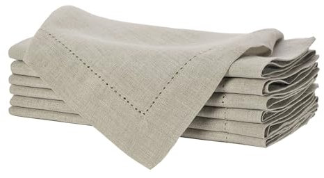 Sweet Needle Leinenstoffservietten, 6er-Pack, Naturfarbe, 50 x 50 cm, 100% europäische, waschbare Flachsservietten. Ideal für Küche, Weihnachten, Hochzeit