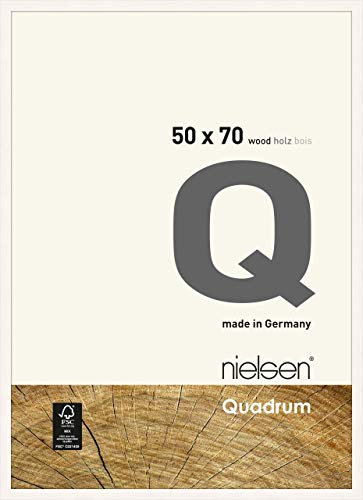 nielsen Bilderrahmen, 50 x 70 cm, Holz, Reinweiß, Posterrahmen zum Aufhängen im Hoch- & Querformat, Echtglas, Quadrum