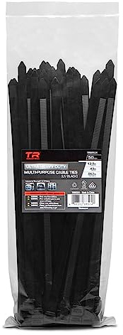 TR Industrial Ultra Heavy Duty Multi-Purpose UV Cable Ties (50-Piece), 250 lbs. Tensile Strength, 13.8, Black