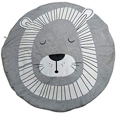 Levoberg Krabbeldecke Rund gepolstert, Krabbeldecke für Baby aus Baumwolle, 90 x 90 cm groß, Löwe Motiv, ideal auch als Babydecke, Spieldecke und Laufgittereinlage
