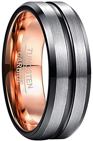 NUNCAD Anello Uomo/Donna/Unisex Tungsteno con Incisione I LOVE YOU Anello Amicizia/Anello Anniversario/Oro rosa/Blu/Nero/Argento Taglia 8mm (12.5-32)