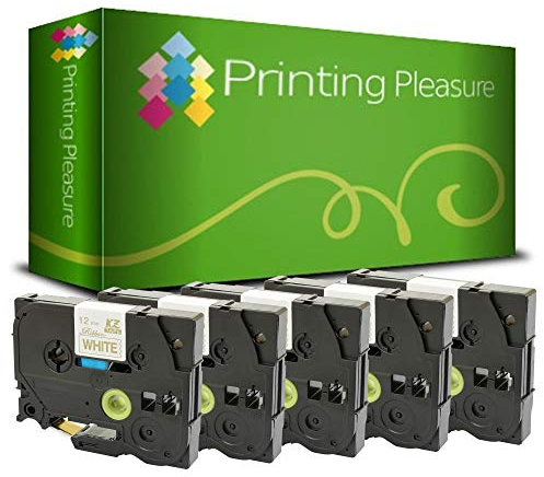 Printing Pleasure 5x TZeR234 Gold auf Weiß 12mm x 4m Textil-Schriftband kompatibel für Brother P-Touch PT-1000 H100/LB/R H105 H200 D200/BW/VP D210/VP D400VP D600VP E100/VP E300VP E550/W/WVP P700 P750W